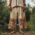 Men's Tribal Pattern Linen Basic Casual Pants elevenforest