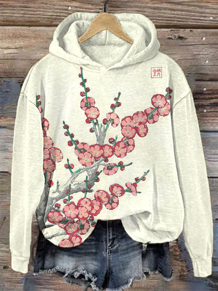 Plum Blossom Art Painting Print Casual Fashion Hoodie elevenforest