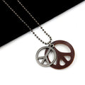Comstylish Retro Peace Sign Cowhide Pendant Long Chain Necklace