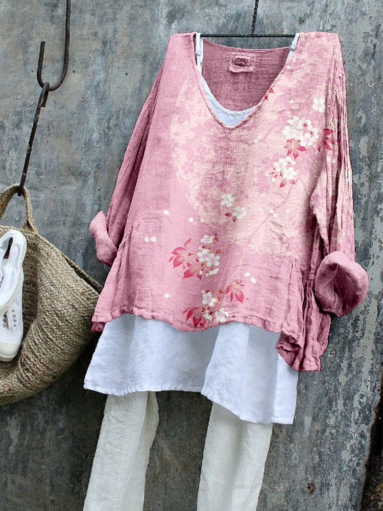 Japanese Cherry Blossom Art Comfy Flowy Tunic elevenforest