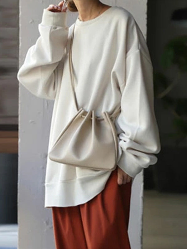 Loose Color Round-neck Sweatshirt Top