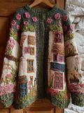 Bohemian Style Garden Pattern Design Women's Knitted Sweater Coat elevenforest