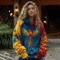 Women's Venezuelan Parrot Traditional Floral Contrast Hoodie elevenforest