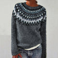 Retro Wave Pattern Crew Neck Sweater elevenforest