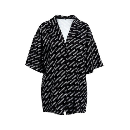 Autumn Printed Cardigan Satin Pajamas Two Piece Set Half Sleeve Shorts Homewear