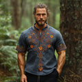 Men's Vintage Floral Embroidery Print Shirt elevenforest