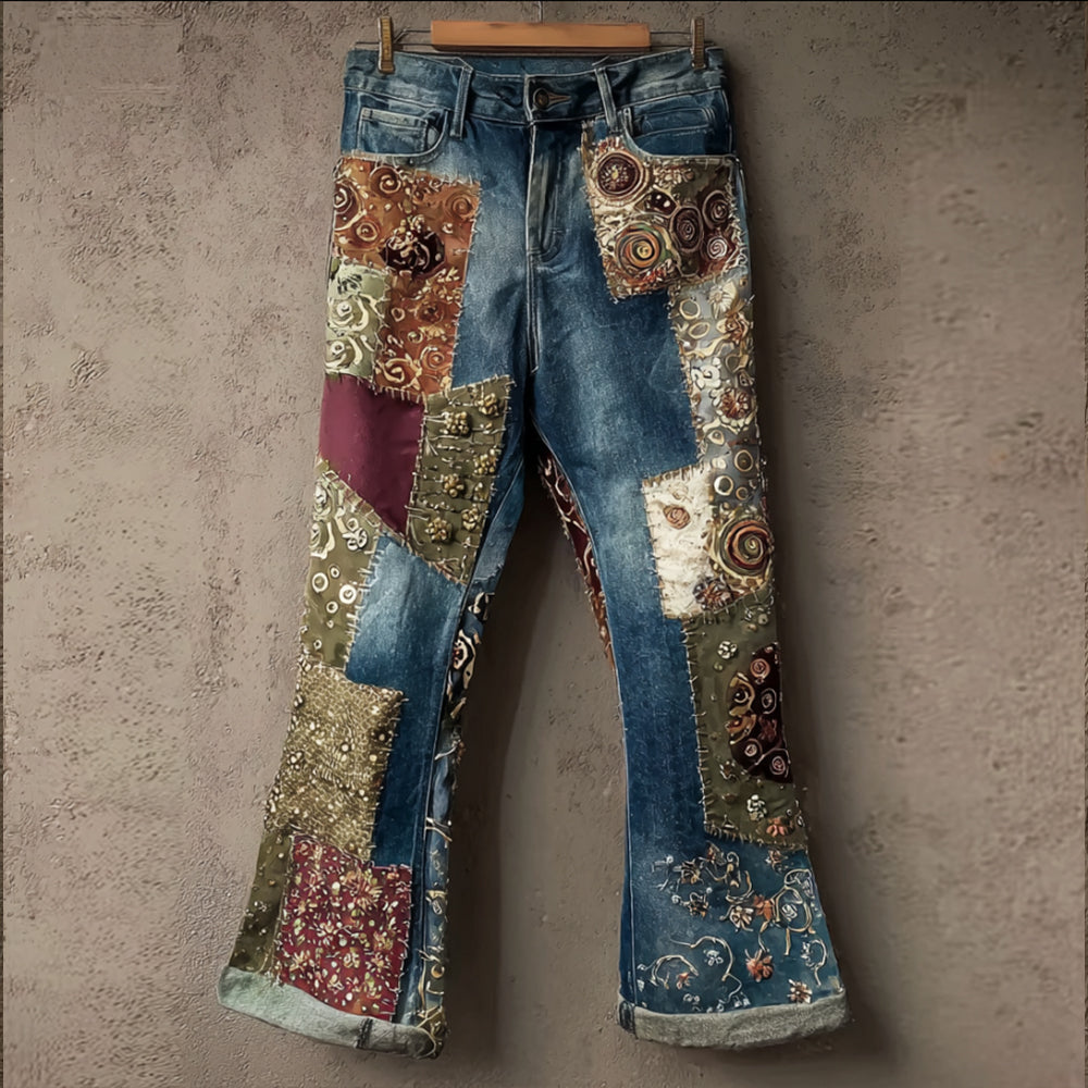 Women's Bohemian-style Patchwork Ethnic Jeans elevenforest