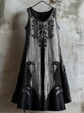 Vintage Viking Celtic Raven Contrast Linen Tank Dress elevenforest