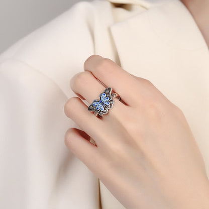 Blue Butterfly Copper Spiritual Ring for Love & Transformation