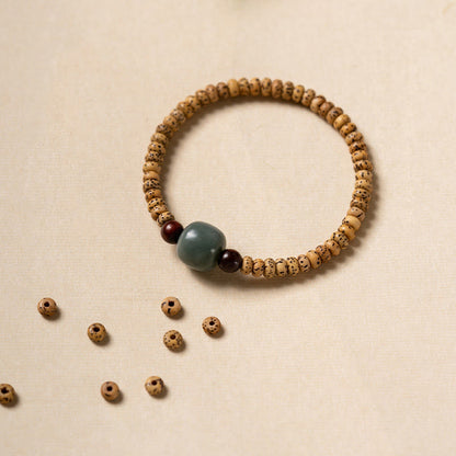 Bodhi Seed Small Leaf Red Sandalwood Wisdom Bracelet for Spiritual Protection