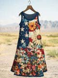 Women's Vintage Independence Day Linen Blend Tank Dress elevenforest