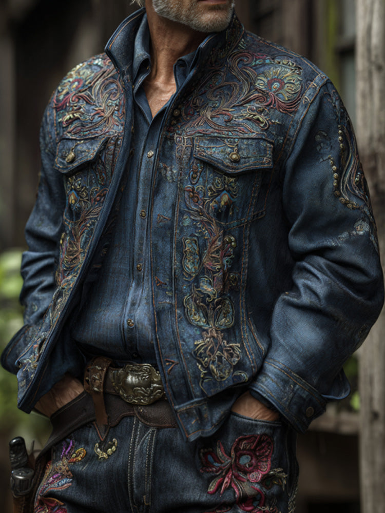 Men's Retro Casual Western Denim Top Jacket elevenforest
