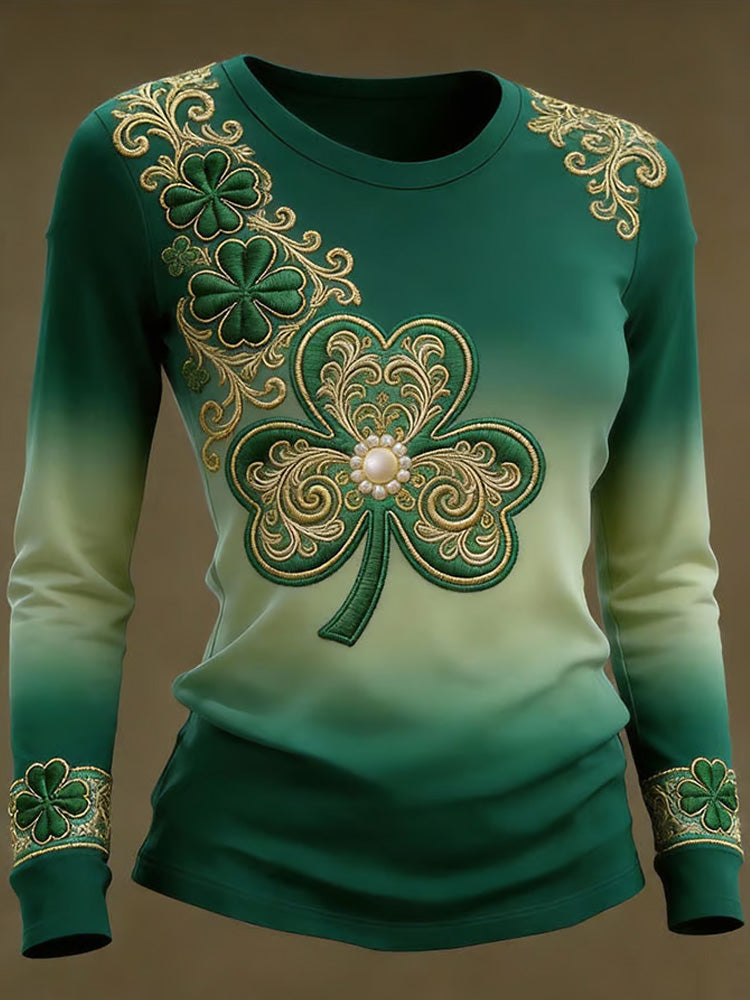 Comstylish Women's St. Patrick's Day Shamrock Art Print Top
