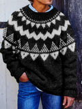 Men's Vintage Icelandic Pattern Comfy Knit Sweater elevenforest