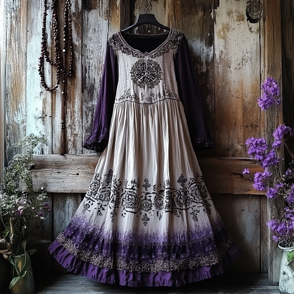 Women's Vintage Tribal Viking Tree Of Life Lace Panel Dress elevenforest