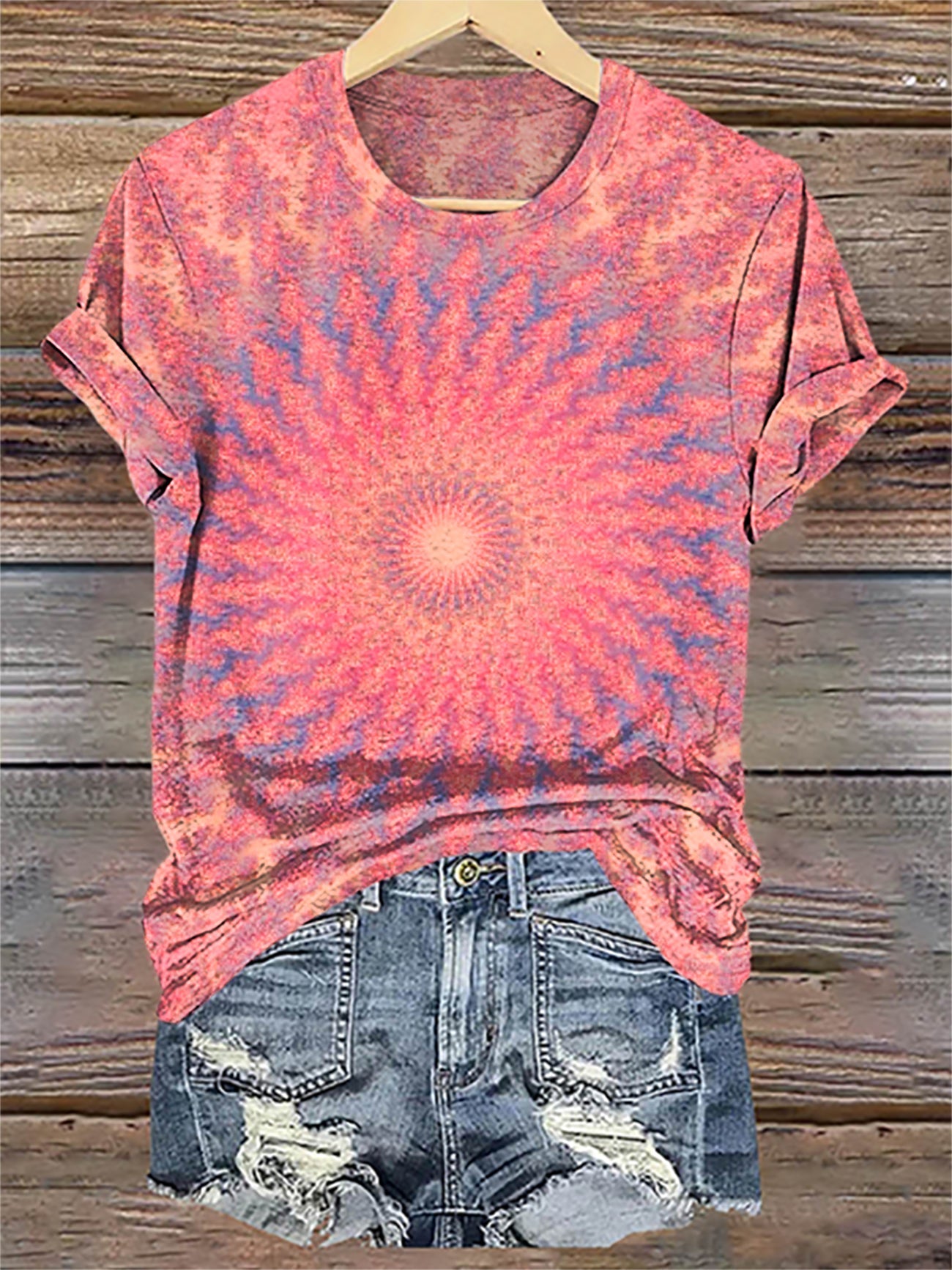 Vintage Kaleidoscopic Tie Dye Print T-shirt