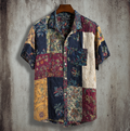 Men's Bohemian Plant Flower Pattern Retro Cotton And Linen Shirt elevenforest