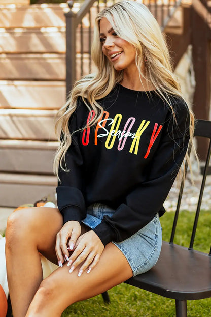 Spooky Season Black Halloween Graphic Sweatshirt