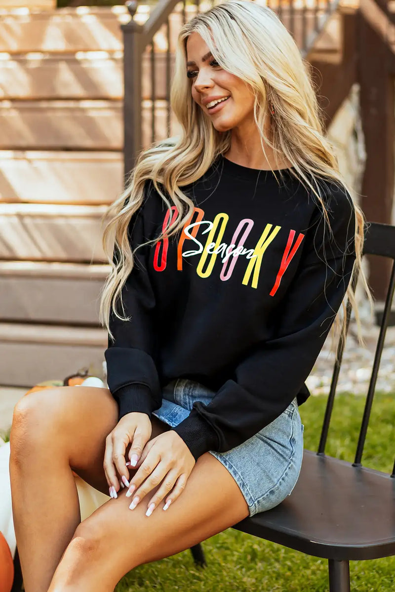 Spooky Season Black Halloween Graphic Sweatshirt