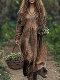 Vintage Floral Pattern Women's Flowy Maxi Dress elevenforest