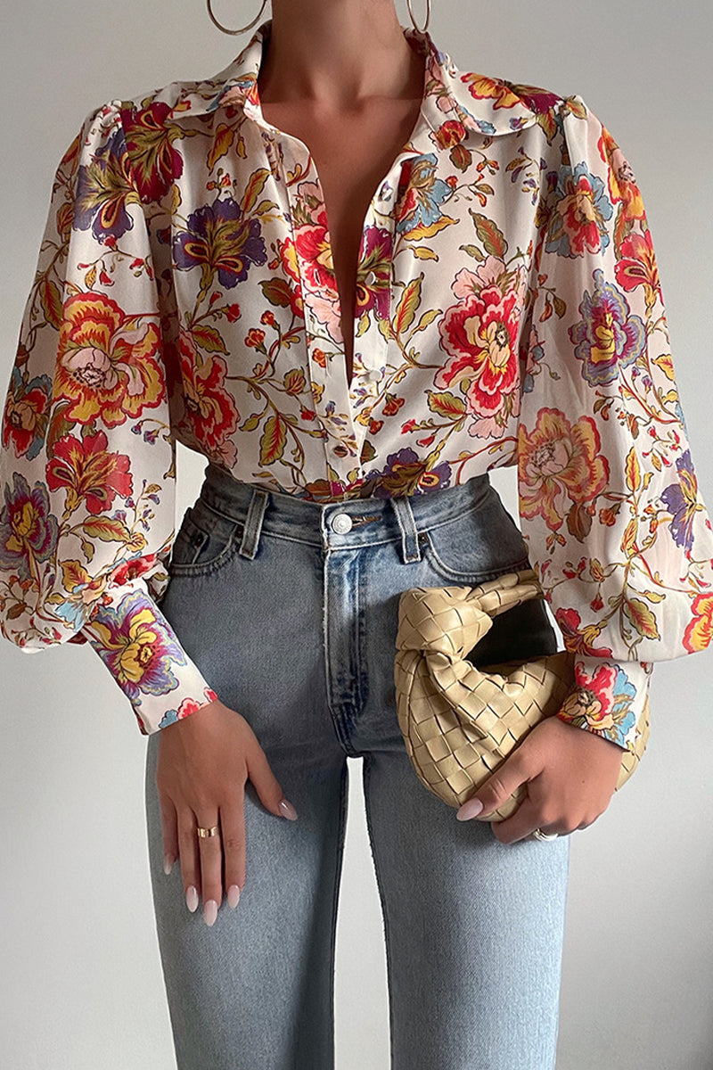 Patchwork Turndown Collar Tops