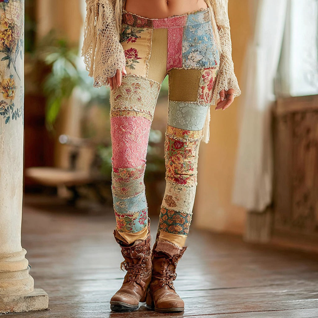 Women's Bohemian Floral Pattern Casual Leggings elevenforest