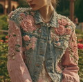 Bohemian Style Rose Embroidery Women's Retro Casual Denim Jacket elevenforest