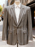 Casual Stripe Art Print Blazer