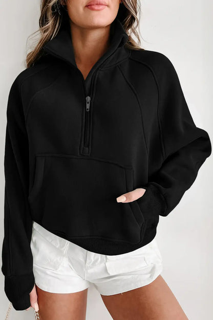 Black Ribbed Thumbhole Sweatshirt
