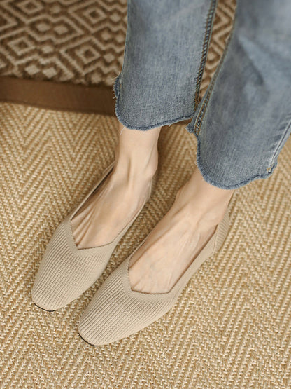 Color Square-toe Flats Shoes
