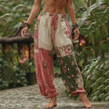 Women's Retro Floral Patchwork Art Casual Pants elevenforest