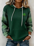 Comstylish Women's Casual Color-block Printed Hooded Sweatshirt