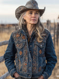 Women's Retro Casual Western Denim Top Jacket elevenforest