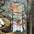 Comstylish Vintage Dreamy Colorful Village Loose Linen Cozy Shirt Tunic Top