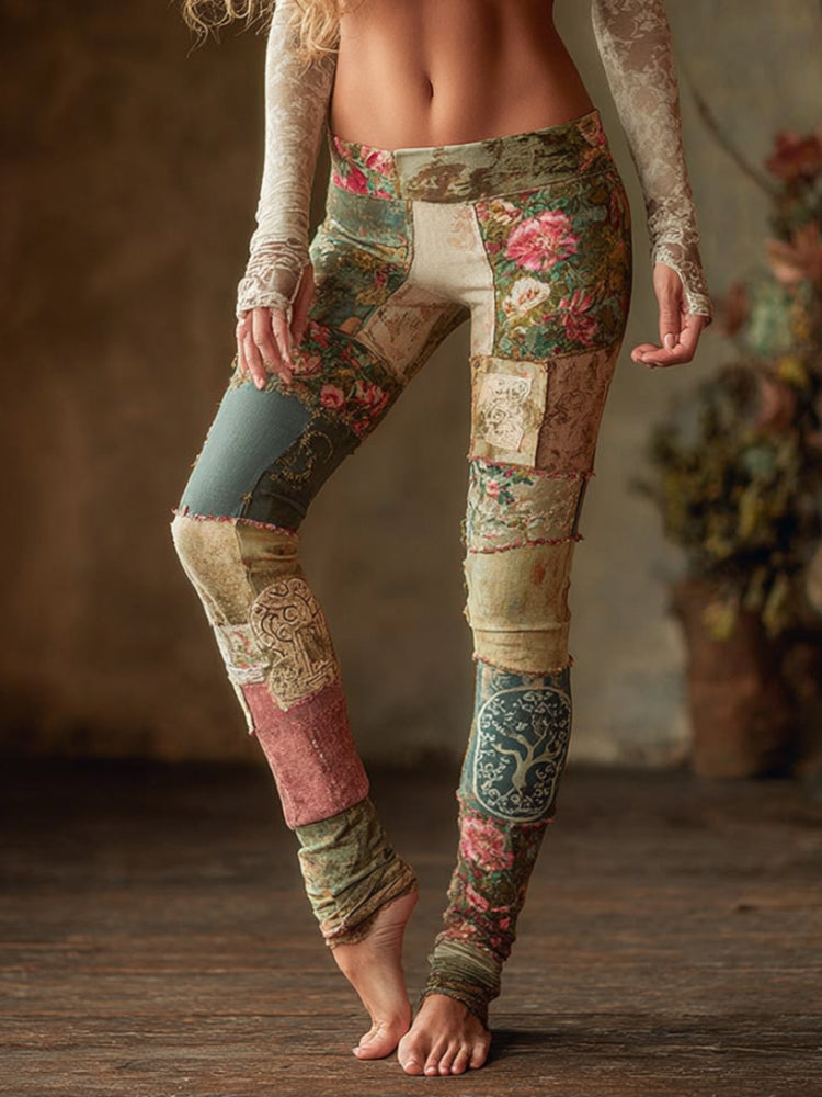 Bohemian Style Patchwork Printed Leggings elevenforest
