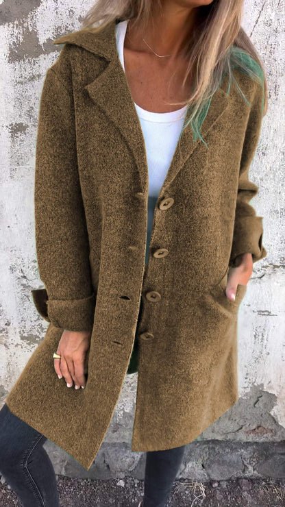 Lapel Single-breasted Long Coat