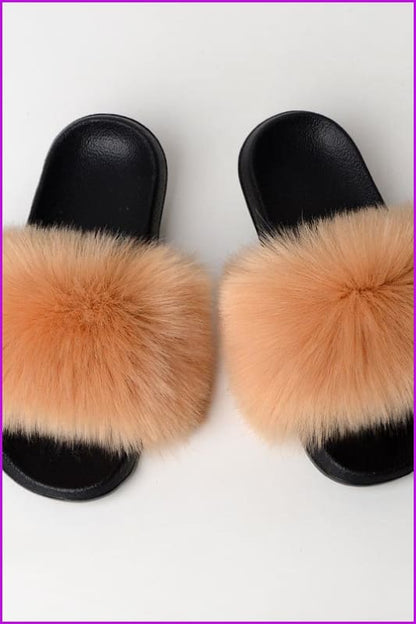 {5-7 Days Wait for Make} New Color Faux Fox Fur Slides F602