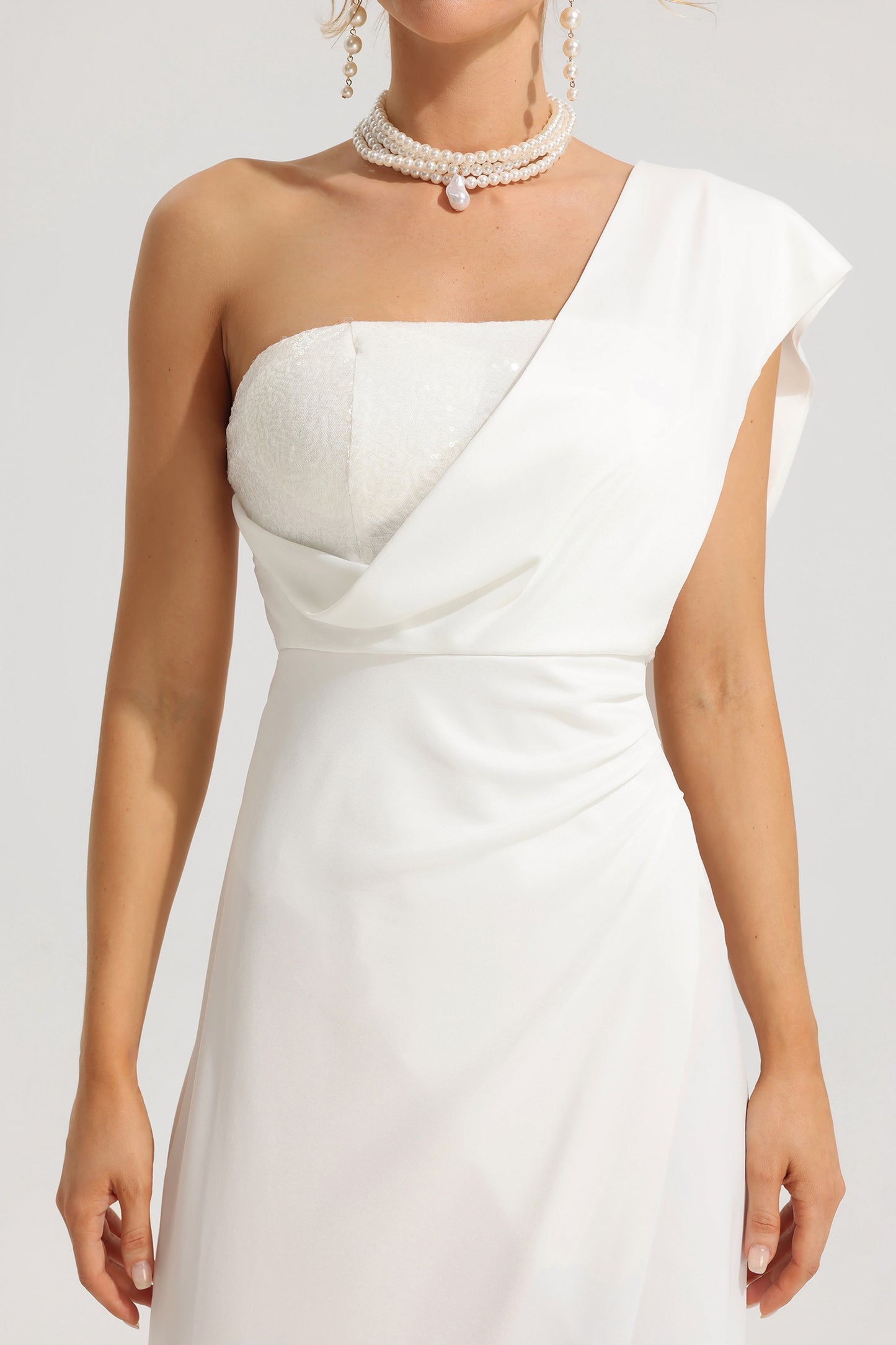 Sequin Ruched Split Maxi Dress