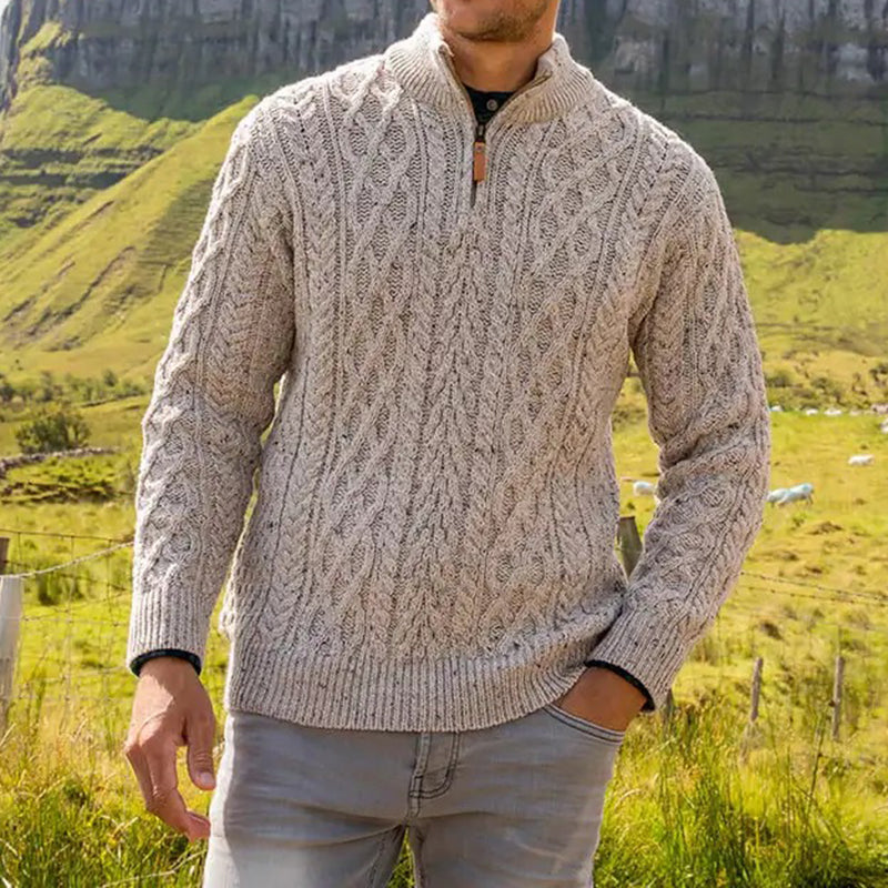Men's Vintage The Scottish Half-Zip Aran Sweater elevenforest
