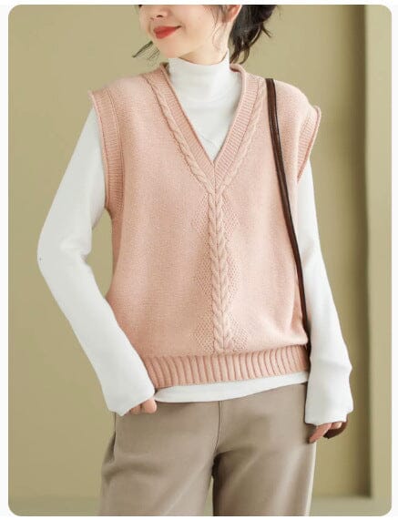 Spring V-neck Knitted Waistcoat
