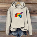 Comstylish Rainbow Cat Print Casual Hooded Sweatshirt