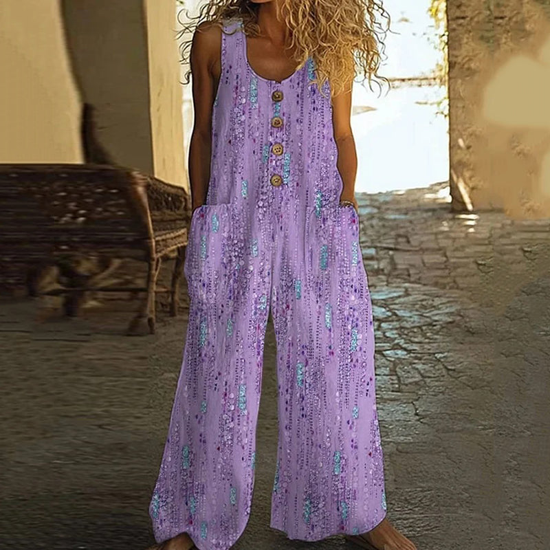 Women's Geometric Art Sleeveless Casual Jumpsuit elevenforest