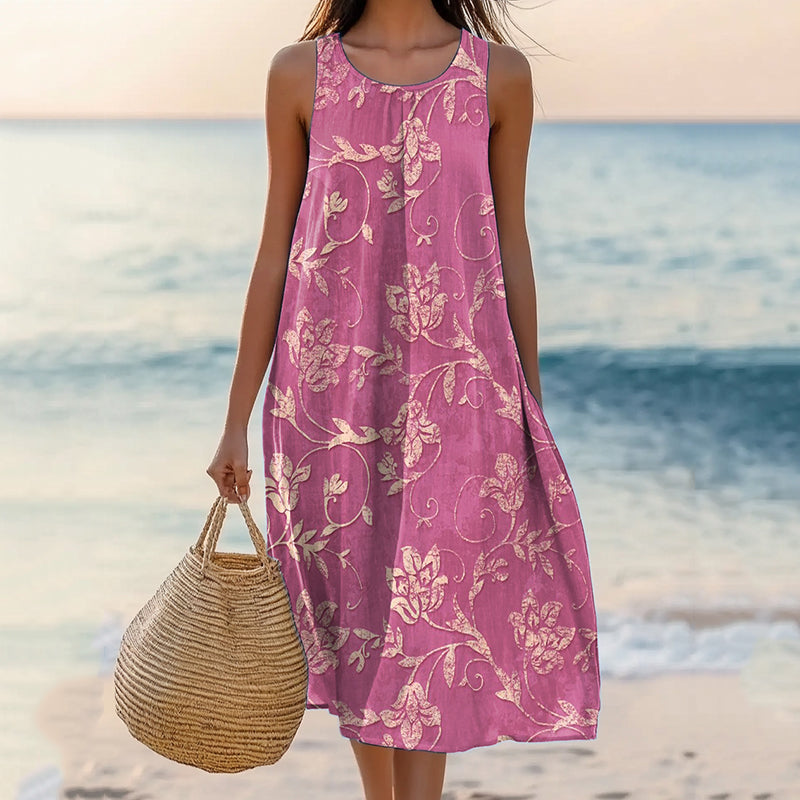 Women's Vintage Bohemian Floral Print Casual Dress elevenforest