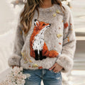Comstylish Fall Fox Autumn Art Women's Cozy Plush Sweater