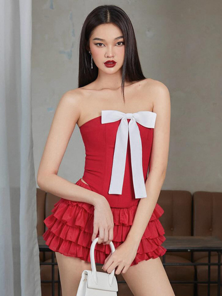 Taruxy Bow Splice Crop Tops Off Shoulder Backless Bodycon Tank Top Hot Club Party Slim Vest Woman