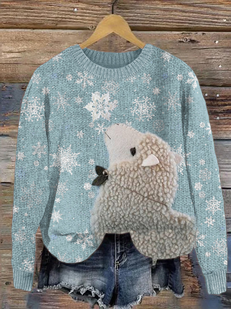 Sheep Fleece Snowflakes Cozy Knit Sweater artswardrobe