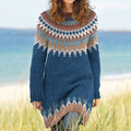 Vintage Fairman Island Geometry Pattern Cozy Casual Sweater Dress elevenforest