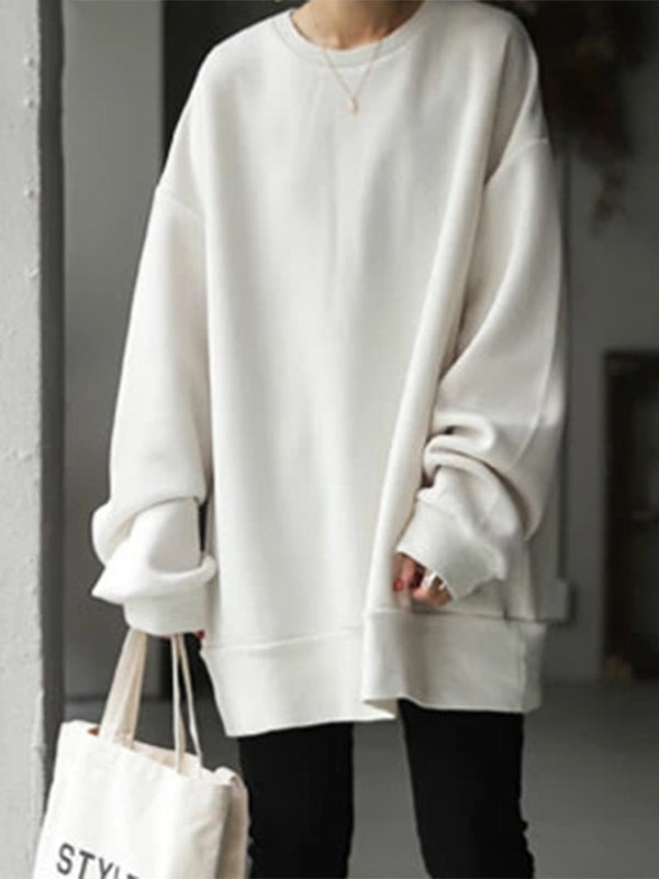 Loose Color Round-neck Sweatshirt Top