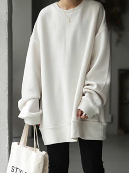 Loose Color Round-neck Sweatshirt Top