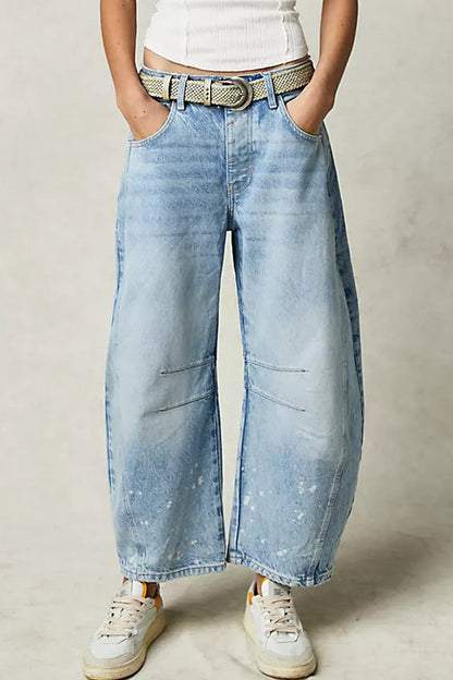 Make Old Pocket High Waist Loose Denim Jeans